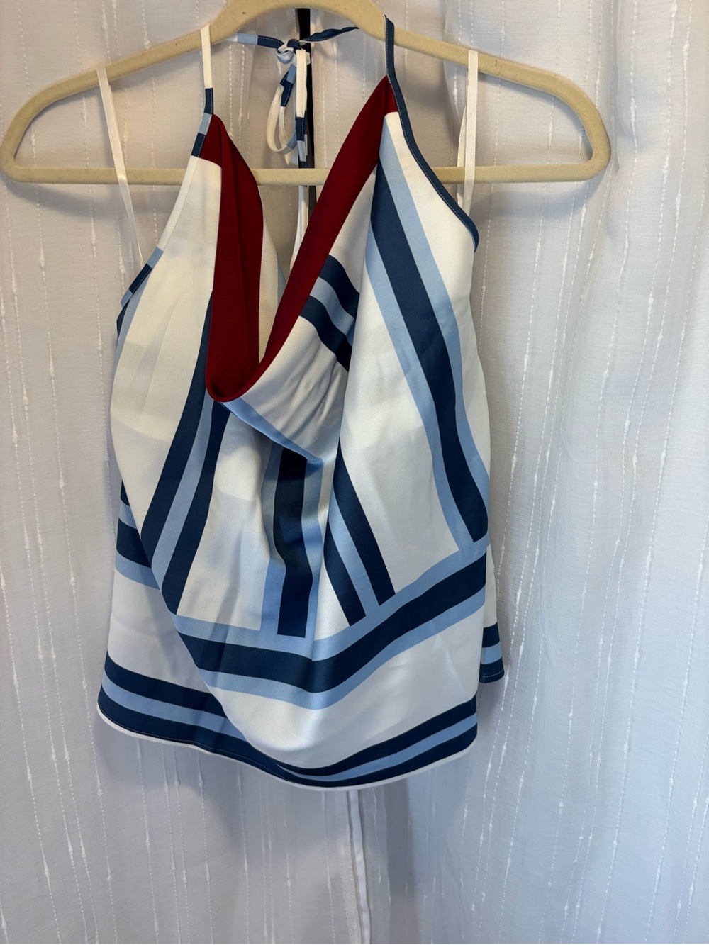 LOFT Navy, White & Red Striped Halter Tank
